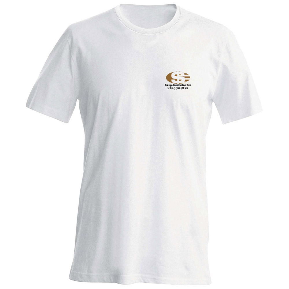 Impression en couleur sur T-Shirt Blanc 180 g en position coeur